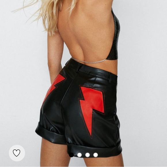 NWT Nasty Gal Faux Leather Lightning Bolt Short Size 14 - Picture 1 of 3